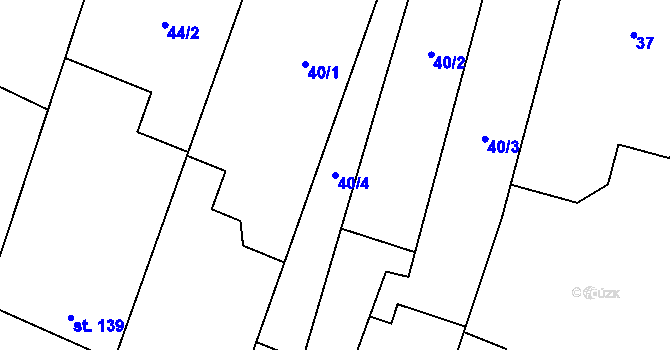 Parcela st. 40/4 v KÚ Vladislav, Katastrální mapa