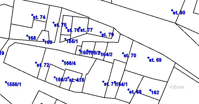 Parcela st. 164/2 v KÚ Vladislav, Katastrální mapa