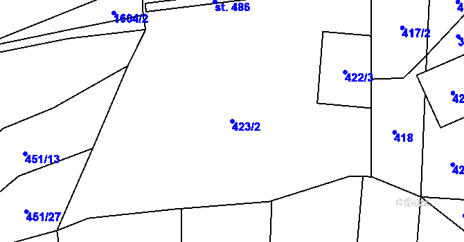 Parcela st. 423/2 v KÚ Vladislav, Katastrální mapa