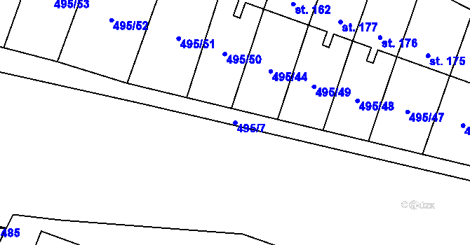 Parcela st. 495/7 v KÚ Vladislav, Katastrální mapa