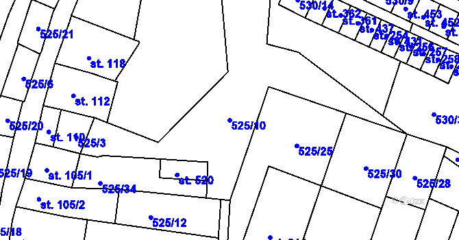 Parcela st. 525/10 v KÚ Vladislav, Katastrální mapa