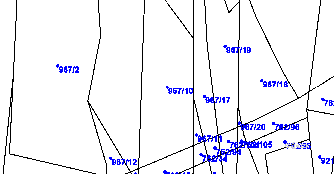 Parcela st. 967/10 v KÚ Vladislav, Katastrální mapa
