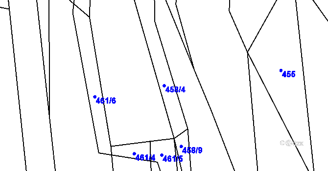 Parcela st. 458/4 v KÚ Vladislav, Katastrální mapa