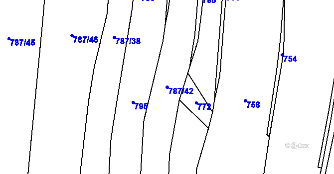 Parcela st. 787/42 v KÚ Vladislav, Katastrální mapa