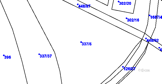 Parcela st. 337/5 v KÚ Lhota u Vlachnovic, Katastrální mapa