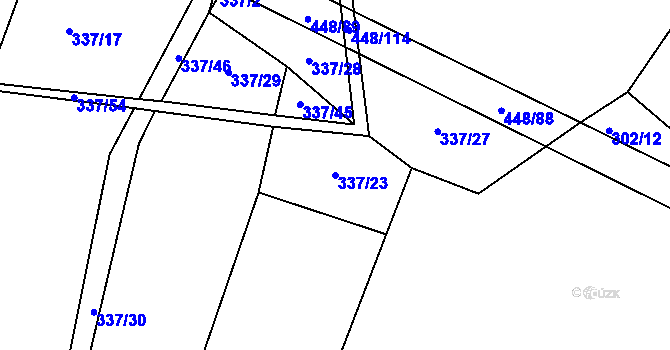 Parcela st. 337/23 v KÚ Lhota u Vlachnovic, Katastrální mapa