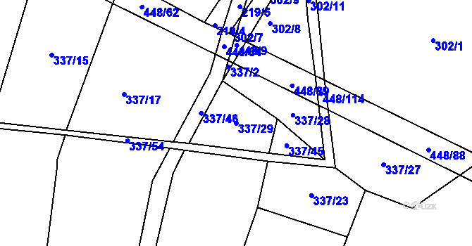 Parcela st. 337/29 v KÚ Lhota u Vlachnovic, Katastrální mapa