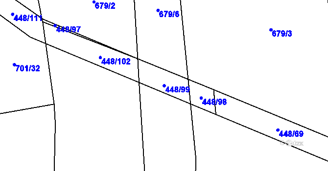 Parcela st. 448/99 v KÚ Lhota u Vlachnovic, Katastrální mapa