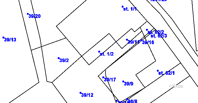 Parcela st. 1/2 v KÚ Lhota u Vlachnovic, Katastrální mapa