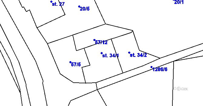 Parcela st. 34/1 v KÚ Lhota u Vlachnovic, Katastrální mapa
