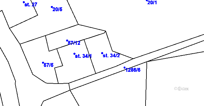 Parcela st. 34/2 v KÚ Lhota u Vlachnovic, Katastrální mapa