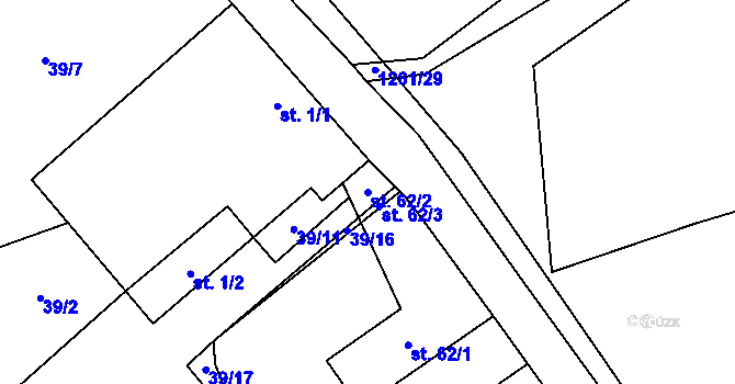 Parcela st. 62/2 v KÚ Lhota u Vlachnovic, Katastrální mapa