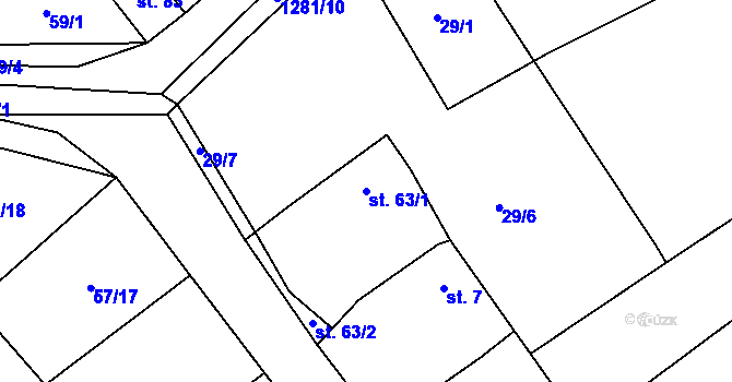 Parcela st. 63/1 v KÚ Lhota u Vlachnovic, Katastrální mapa
