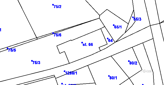 Parcela st. 66 v KÚ Lhota u Vlachnovic, Katastrální mapa