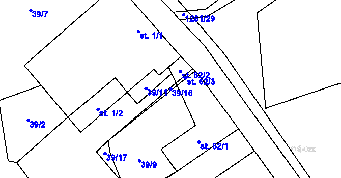 Parcela st. 39/16 v KÚ Lhota u Vlachnovic, Katastrální mapa