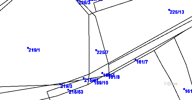 Parcela st. 225/7 v KÚ Lhota u Vlachnovic, Katastrální mapa