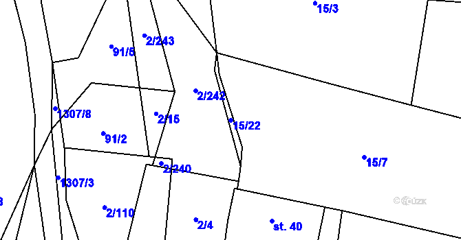 Parcela st. 15/22 v KÚ Lhota u Vlachnovic, Katastrální mapa