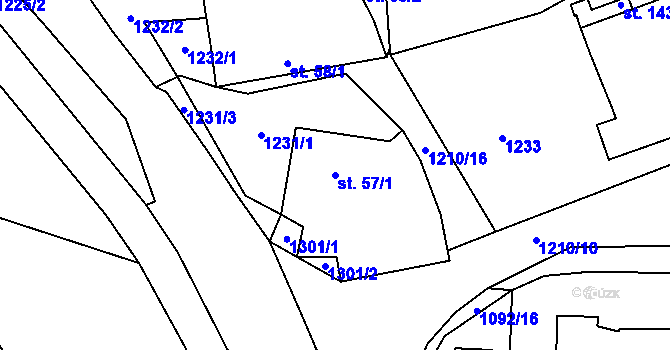 Parcela st. 57/1 v KÚ Vlachnovice, Katastrální mapa