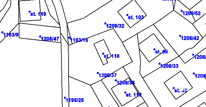 Parcela st. 118 v KÚ Vlachnovice, Katastrální mapa