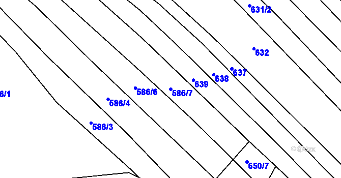 Parcela st. 586/7 v KÚ Vlachova Lhota, Katastrální mapa