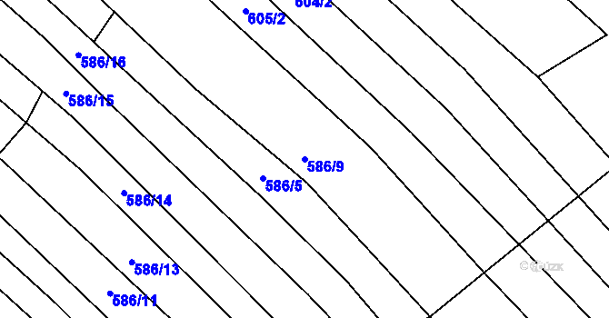 Parcela st. 586/9 v KÚ Vlachova Lhota, Katastrální mapa