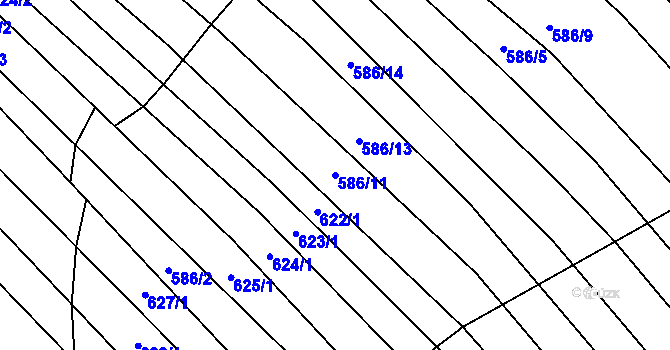 Parcela st. 586/11 v KÚ Vlachova Lhota, Katastrální mapa