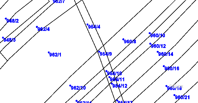 Parcela st. 954/9 v KÚ Vlachova Lhota, Katastrální mapa