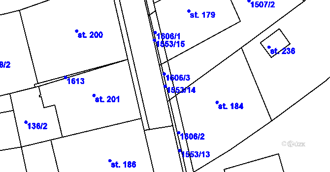 Parcela st. 1553/14 v KÚ Vlachova Lhota, Katastrální mapa