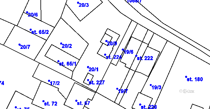 Parcela st. 224 v KÚ Vlachova Lhota, Katastrální mapa