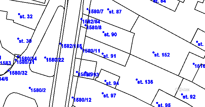 Parcela st. 91 v KÚ Vlachova Lhota, Katastrální mapa