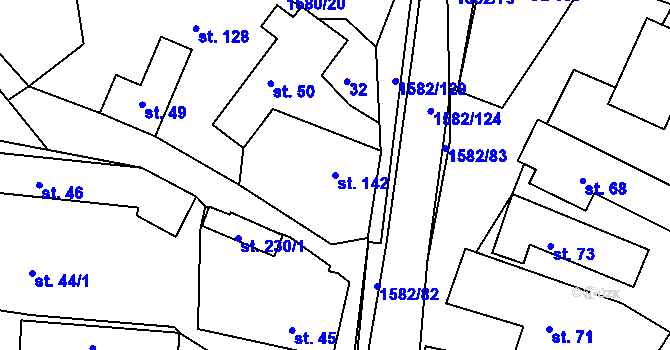 Parcela st. 142 v KÚ Vlachova Lhota, Katastrální mapa