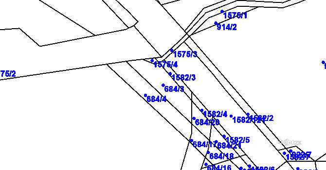 Parcela st. 684/3 v KÚ Vlachova Lhota, Katastrální mapa