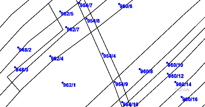 Parcela st. 954/4 v KÚ Vlachova Lhota, Katastrální mapa