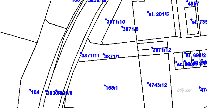 Parcela st. 3871/1 v KÚ Vlachovice, Katastrální mapa