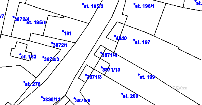 Parcela st. 3871/4 v KÚ Vlachovice, Katastrální mapa