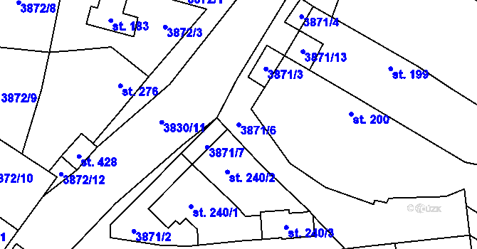 Parcela st. 3871/6 v KÚ Vlachovice, Katastrální mapa