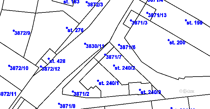 Parcela st. 3871/7 v KÚ Vlachovice, Katastrální mapa