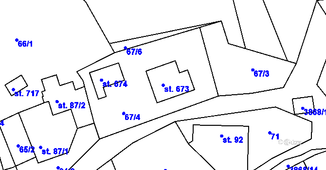 Parcela st. 673 v KÚ Vlachovice, Katastrální mapa