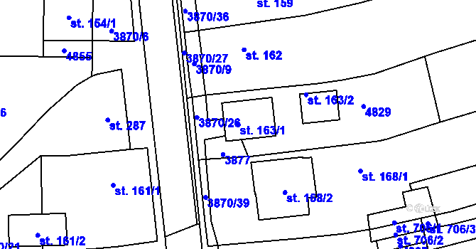 Parcela st. 163/1 v KÚ Vlachovice, Katastrální mapa