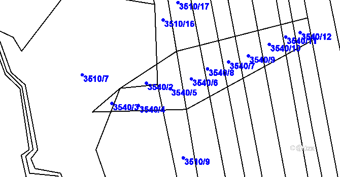 Parcela st. 3540/5 v KÚ Vlachovice, Katastrální mapa