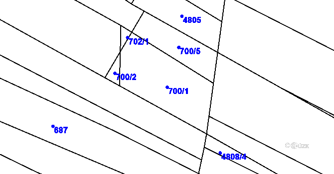 Parcela st. 700/1 v KÚ Vlachovice, Katastrální mapa