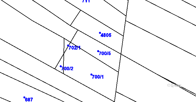 Parcela st. 700/5 v KÚ Vlachovice, Katastrální mapa