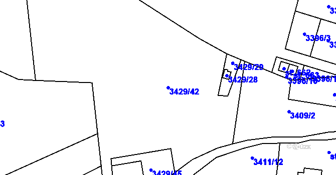 Parcela st. 3429/42 v KÚ Vlachovice, Katastrální mapa