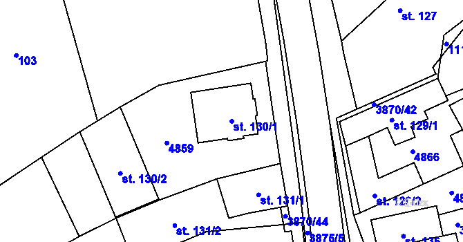 Parcela st. 130/1 v KÚ Vlachovice, Katastrální mapa