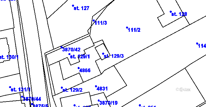Parcela st. 129/3 v KÚ Vlachovice, Katastrální mapa