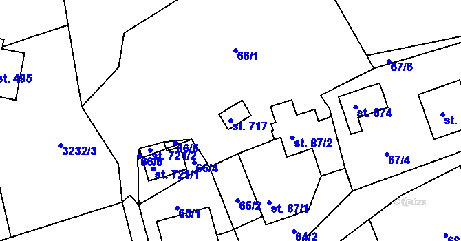 Parcela st. 717 v KÚ Vlachovice, Katastrální mapa