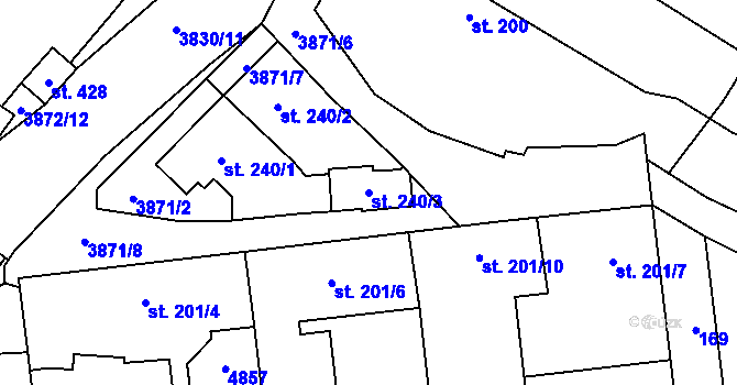 Parcela st. 240/3 v KÚ Vlachovice, Katastrální mapa