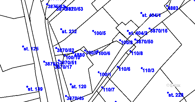 Parcela st. 100/6 v KÚ Vlachovice, Katastrální mapa