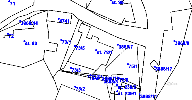 Parcela st. 78/1 v KÚ Vlachovice, Katastrální mapa