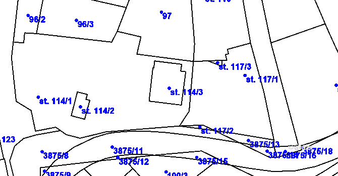 Parcela st. 114/3 v KÚ Vlachovice, Katastrální mapa